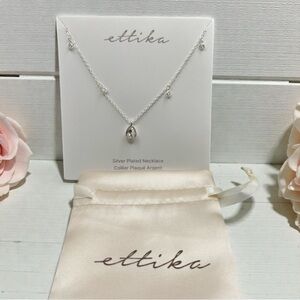 ๐ชท Ettika Silver Dripping in Crystals Drop Necklace